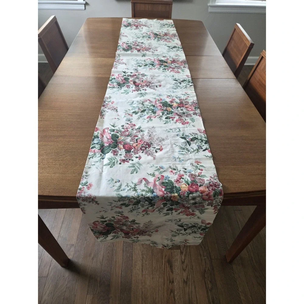 Vtg Croscill English Garden Panels Set Five Piece Curtains Valance Cottagecore